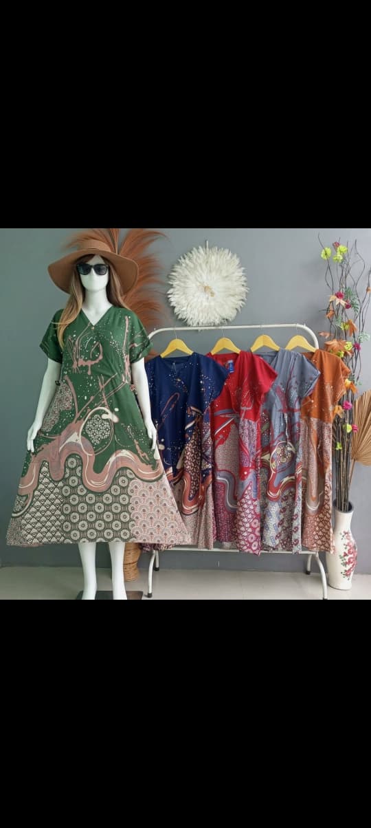 Daster Kimono Lasem  Bahan Rayon.. Leher V Pakai T